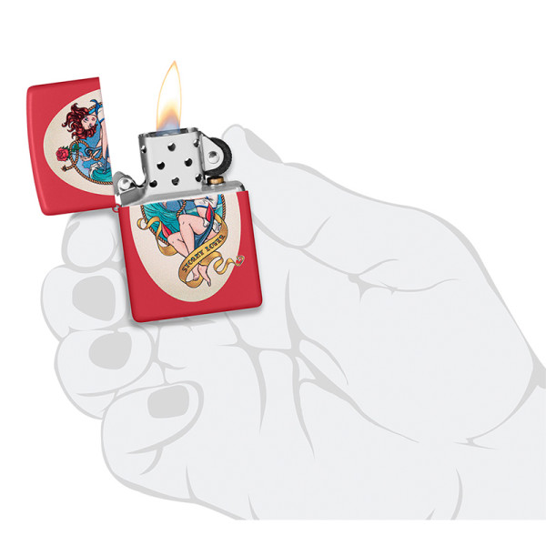 ENCENDEDOR ZIPPO STORMY LOVER DESIGN RED MATTTE