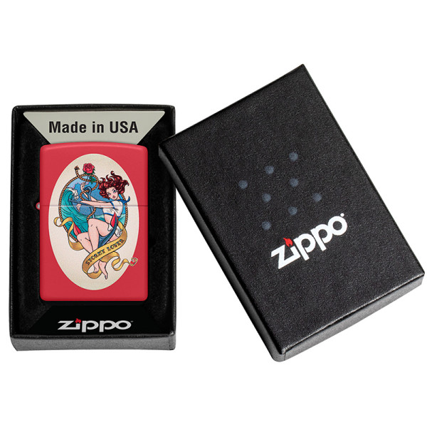 ENCENDEDOR ZIPPO STORMY LOVER DESIGN RED MATTTE
