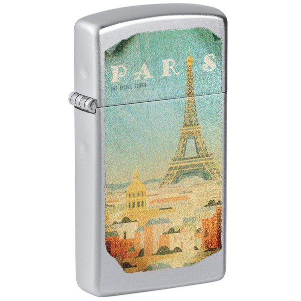 ENCENDEDOR ZIPPO PARIS DESIGN SATIN CHROME