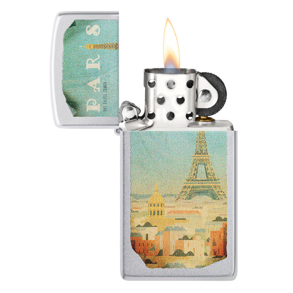 ENCENDEDOR ZIPPO PARIS DESIGN SATIN CHROME