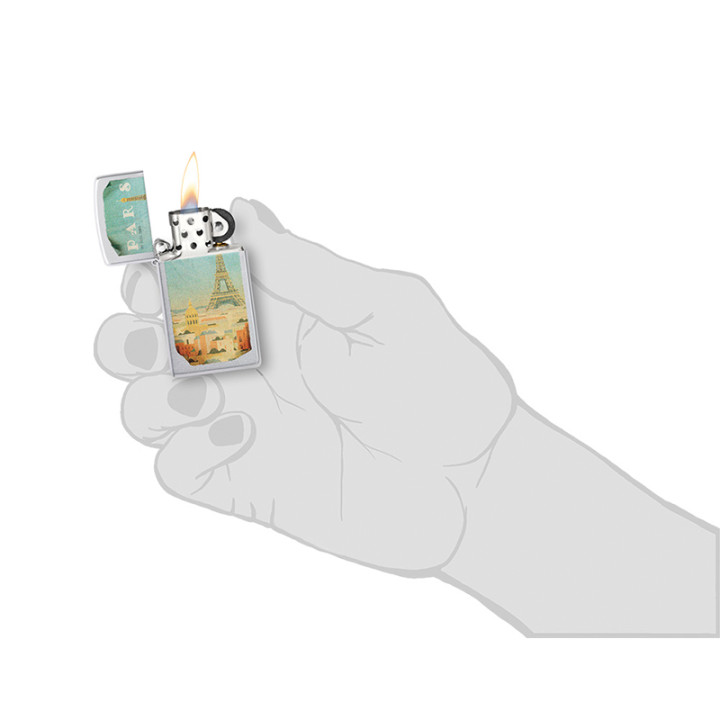 ENCENDEDOR ZIPPO PARIS DESIGN SATIN CHROME