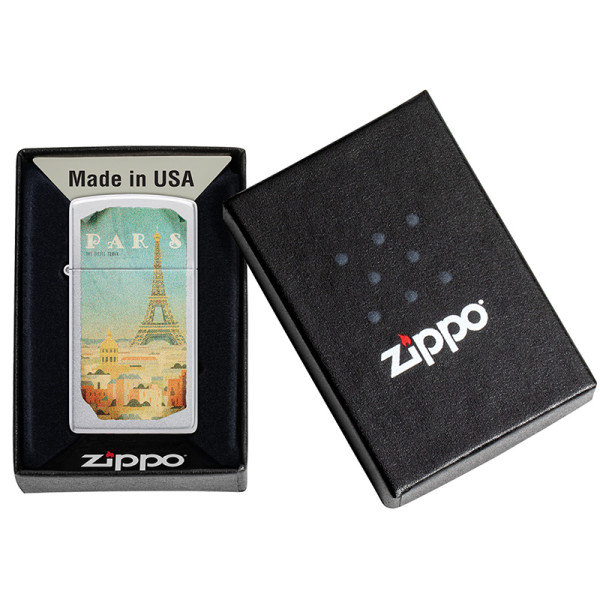 ENCENDEDOR ZIPPO PARIS DESIGN SATIN CHROME