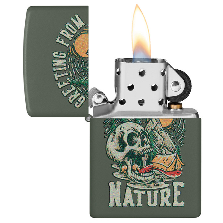 ENCENDEDOR ZIPPO GREEN MATE SKULL NATURE