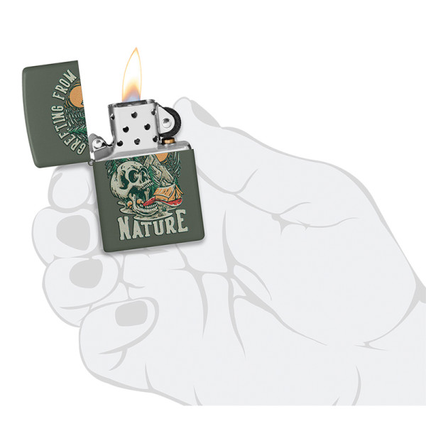 ENCENDEDOR ZIPPO GREEN MATE SKULL NATURE