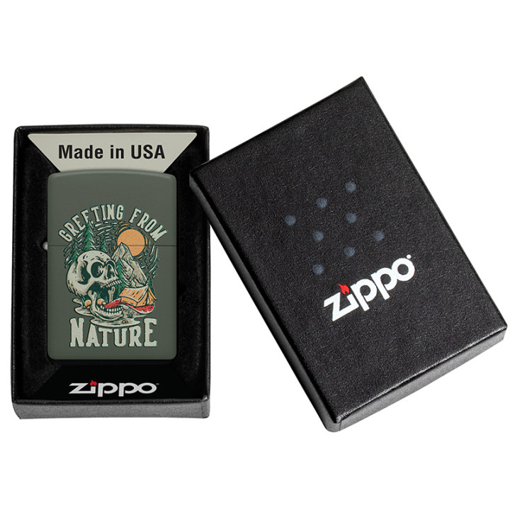 ENCENDEDOR ZIPPO GREEN MATE SKULL NATURE