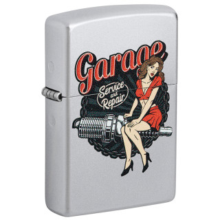ENCENDEDOR ZIPPO GARAGE PIN-UP SATIN CHROME