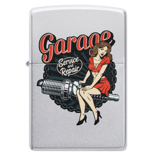 ENCENDEDOR ZIPPO GARAGE PIN-UP SATIN CHROME 2
