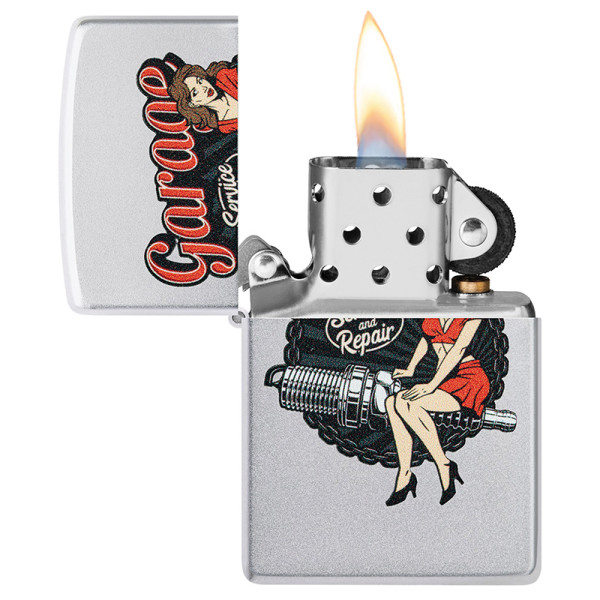 ENCENDEDOR ZIPPO GARAGE PIN-UP SATIN CHROME
