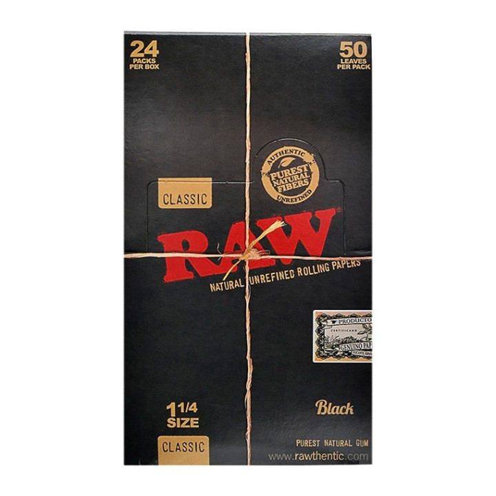 PAPEL RAW 1 1/4  BLACK 1X24