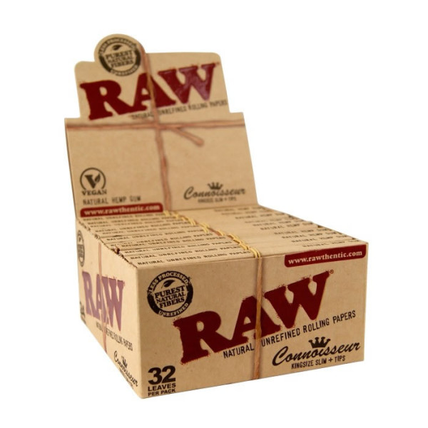 PAPEL RAW CONNOISSER KING SIZE SLIM + TIPS 1X24