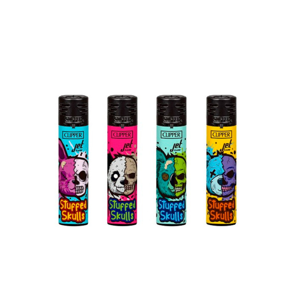 ENCENDEDOR CLIPPER JET FLAME STUFFED SKULLS 1X48