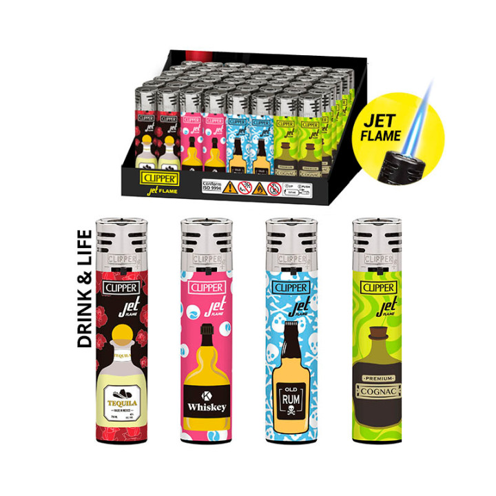 ENCENDEDOR CLIPPER JET FLAME DRINKS & LIFE 1X48