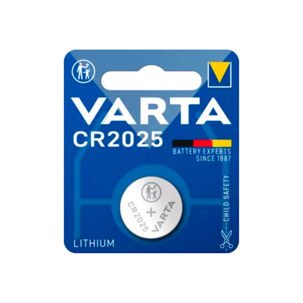 PILA DE BOTON DE LITIO CR2025 VARTA TENSION 3 V 1X10 BLISTER DE 2 PILAS