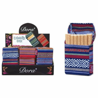 PITILLERA CAJETILLA O CIGARRO SUELTO DE TELA  HIPPIE 5,5 X 9,5 X 2,5 CM. COLOR SURTDO 1X12