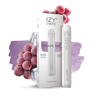 CIGARRILLO ELECTRICO DESECHABLE IZY VAPE GRAPE  ICE 600 PUFFS SIN NICOTINA
