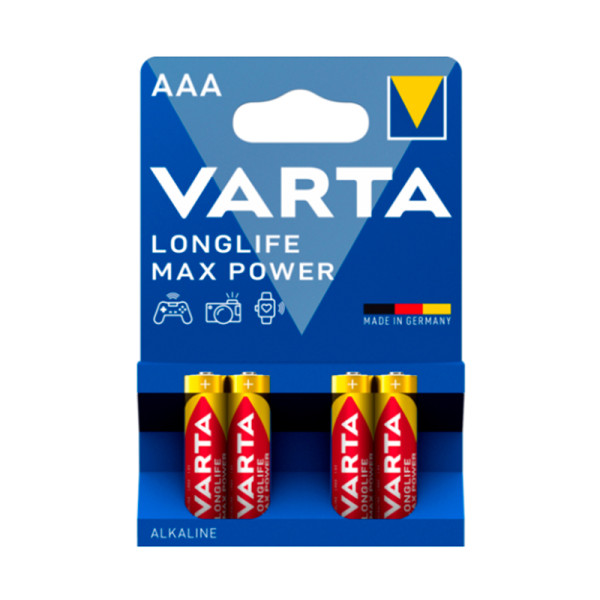 PILA ALCALINA LONGLIFE POWER AAA LR03 VARTA TENSION 1.5 V 1X10 BLISTER DE 4 PILAS