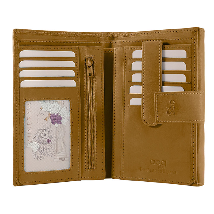 BILLETERO PIEL SEÑORA ACQ MINERVA CAMEL