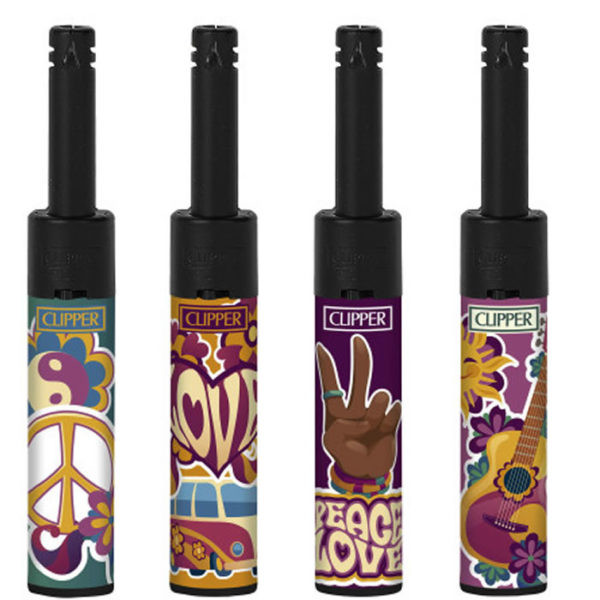 ENCENDEDOR CLIPPER MINI TUBE DEC.HIPPIE LOVE 4  1X24