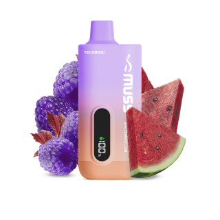 CIGARRILLO ELECTRONICO DESECHABLE MUSS TECH 8000 RAPSBERRY WATERMELON 0 MG.