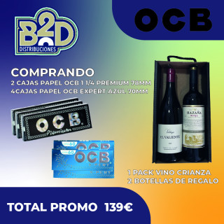 PROMOCION PAPEL OCB REGALO PACK VINO CRIANZA 2 BOTELLAS