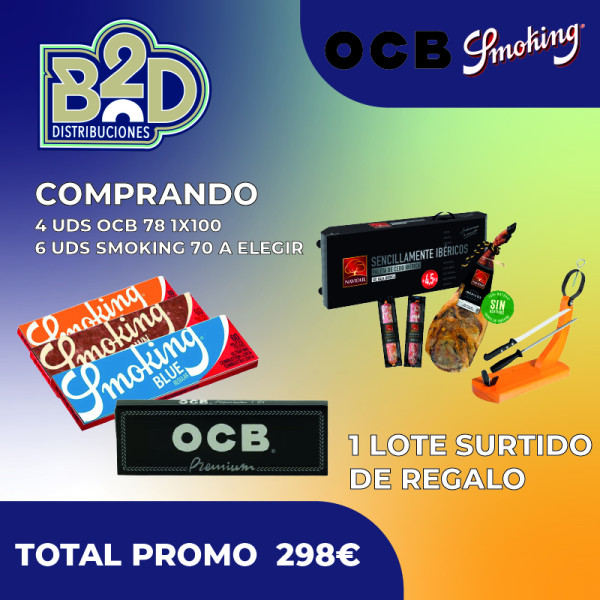 PROMOCION PAPEL OCB PREMIUM Y PAPEL SMOKING Nº8 REGALO LOTE SURTIDO JAMON E IBERICOS