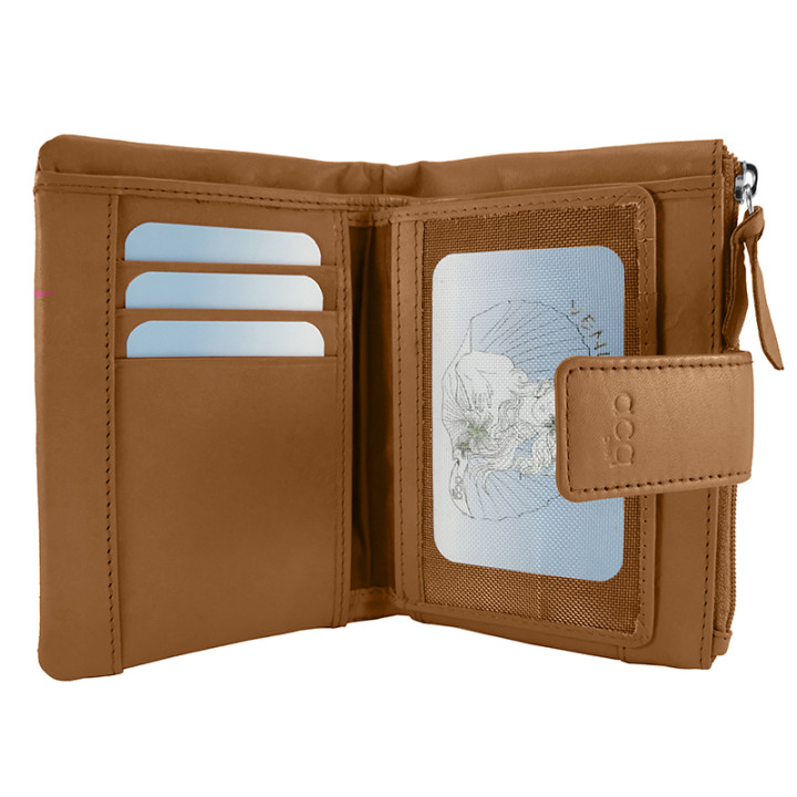 BILLETERO CREMALLERA PIEL SEÑORA ACQ VENUS CAMEL