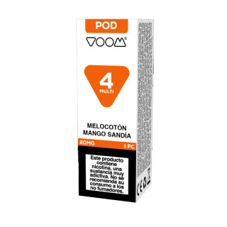 RECARGA CÁPSULA VOOM 4 MULTI POOD 20 MG MELOCOTÓN, MANGO Y SANDÍA