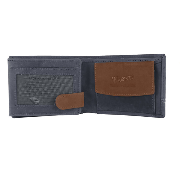 CARTERA AMERICANA PIEL WILDZONE AZUL