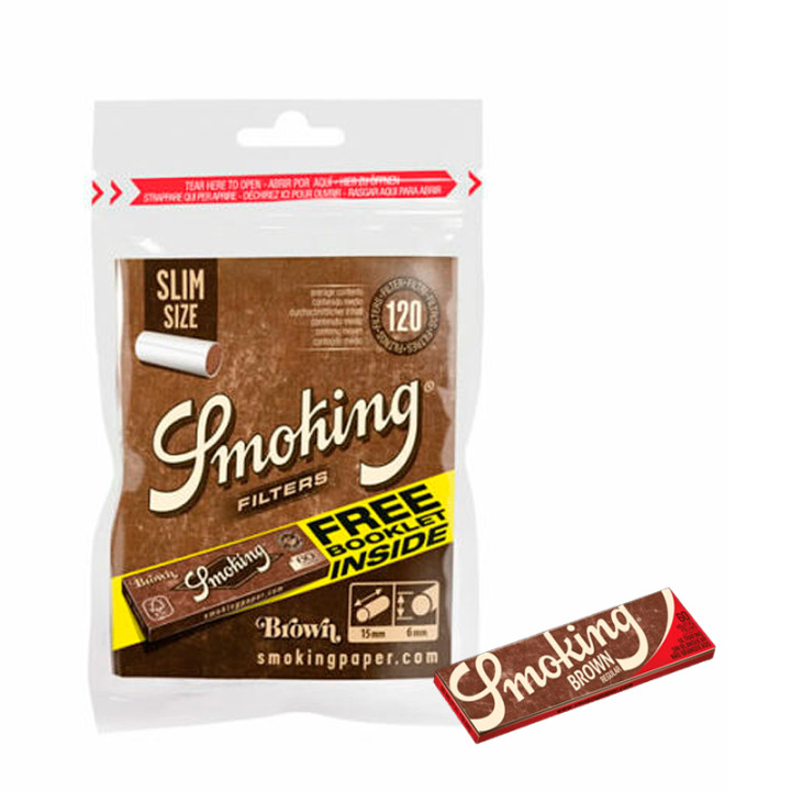 FILTROS SMOKING BROWN SLIM 120 6MM+PAPEL 1X10