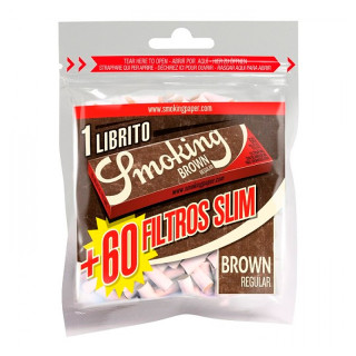 FILTROS SMOKING SLIM 60UD. 6MM + PAPEL SMOKING Nº8 BROWN 1X40