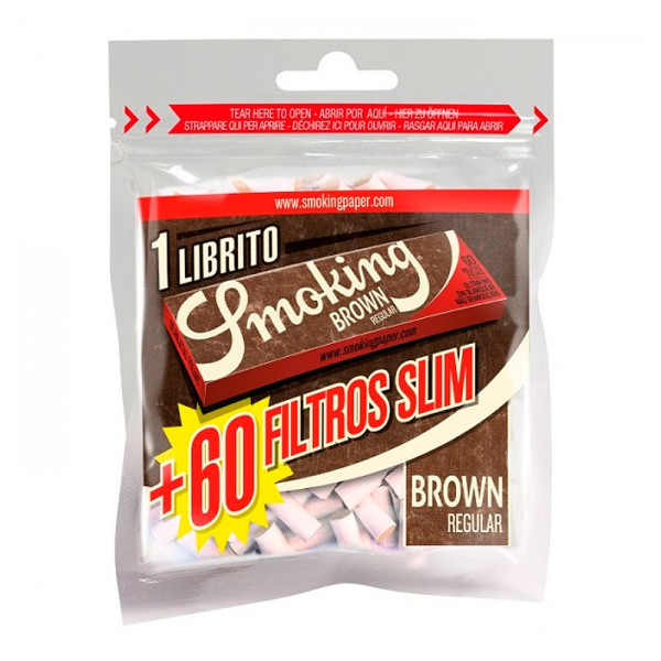 FILTROS SMOKING SLIM 60UD. 6MM + PAPEL SMOKING Nº8 BROWN 1X40