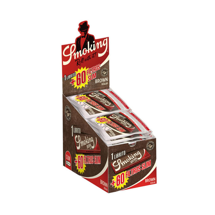 FILTROS SMOKING SLIM 60UD. 6MM + PAPEL SMOKING Nº8 BROWN 1X40