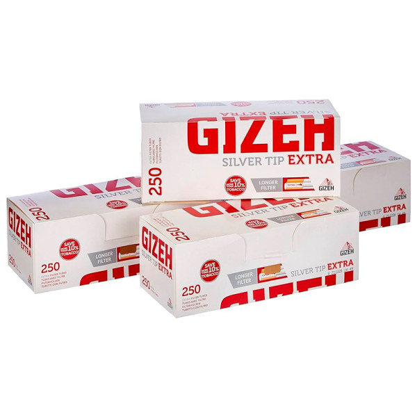 TUBOS GIZEH SILVER TIP 250 EXTRA 1 PACK 4 ESTUCHES 1X40