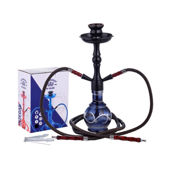 SHISHA AL MALIK INZEGAN 2 MANGUERAS 45CM NEGRA