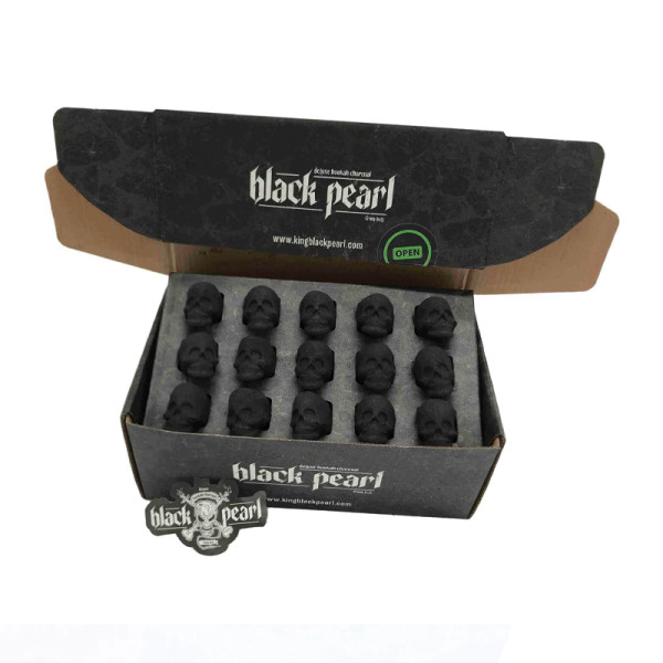 CARBÓN PREMIUM SHISHA CALAVERA BLACK PEARL DELUXE FORMATO PEQUEÑO 1X3