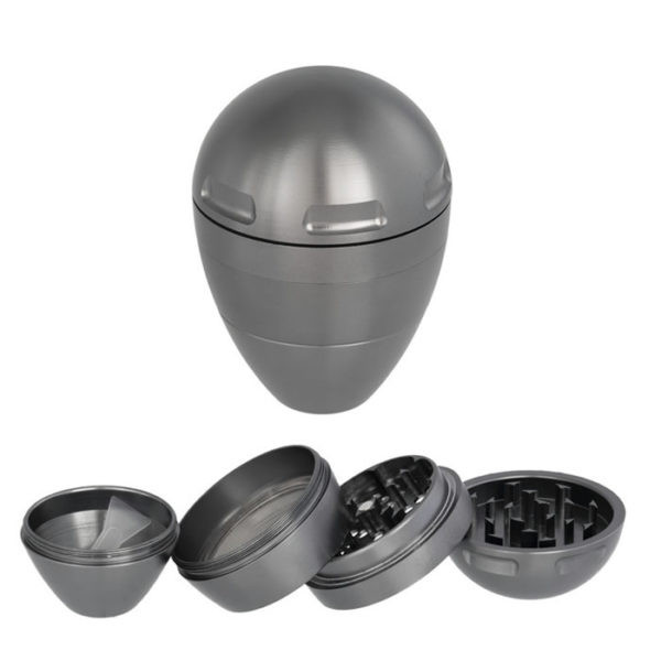 GRINDER METÁLICO HUEVO DE 4 PARTES PLATEADO
