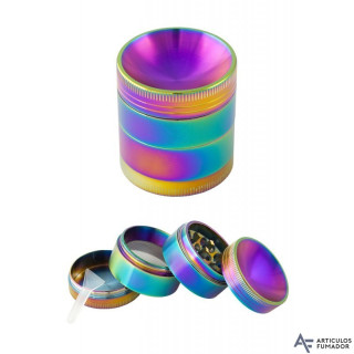 GRINDER DE ZINC CONCAVO COLOR ARCO IRIS 4 PARTES 4CM