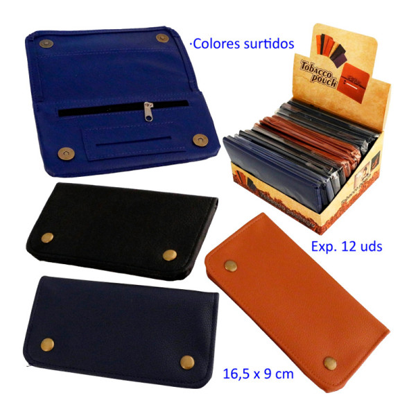 TABAQUERA DE POLIPIEL LISA COLORES VARIADOS 16,5X9 CM 1X12