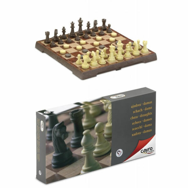 JUEGO GRANDE DE AJEDREZ Y DAMAS MAGNETICO. DIMENSIONES: 32x32 CM.