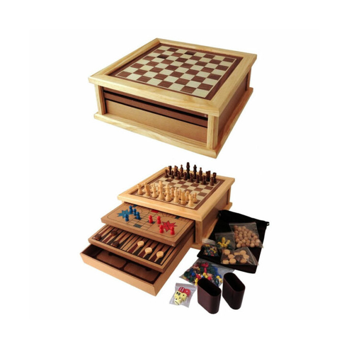 JUEGO DE MESA 10 EN 1 CON 4 PISOS EN MADERA.