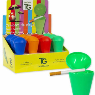 CENICEROS DE PLAYA TARGARD COLORES SURTIDOS 1X12. MEDIDAS: Ø6 x 15,5 cm.
