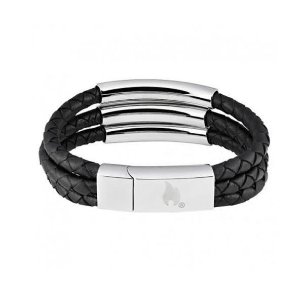 PULSERA ZIPPO STEEL BRAIDED LEATHER 22 CM 6235  1UD.