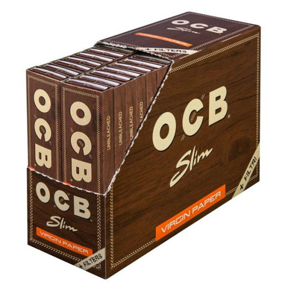 Papel OCB Virgin slim 110mm. Con tips 32 Uds.