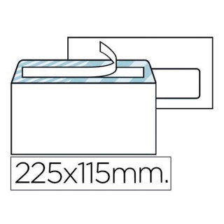 SOBRES LIDERPAPEL N.4 AMERICANO CON VENTANA IZQUIERDA 115X225MM. CON TIRA DE SILICONA 1X500
