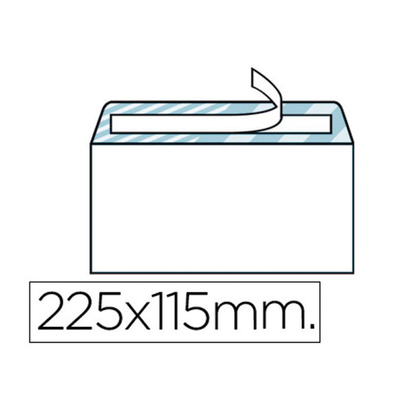 SOBRES LIDERPAPEL N.5 AMERICANO SIN VENTANA 115X225MM. CON TIRA DE SILICONA 1X500